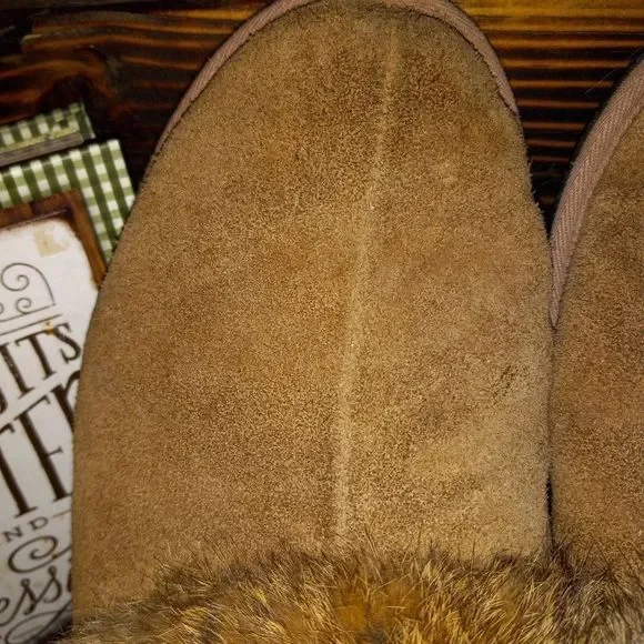 MANITOBAH MUK LUK RABBIT FUR SLIPPERS - Picture 5 of 11